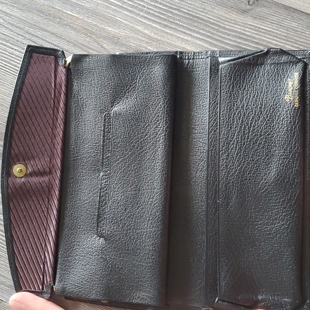Vintage Black Clutch Wallet Baronet genuine cowhide leather - Picture 3 of 5